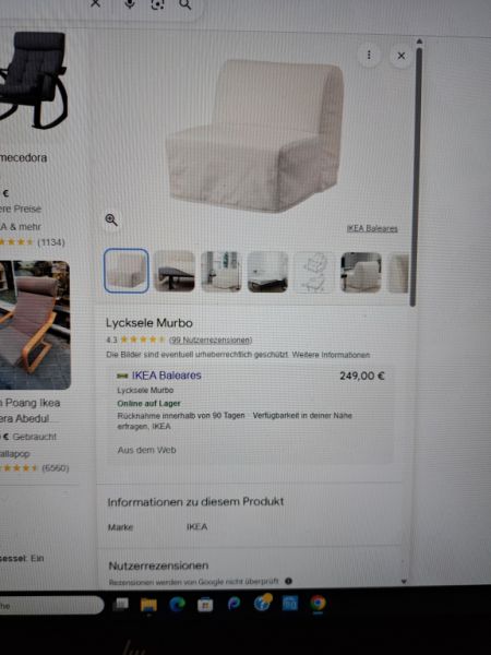 IKEA armchair bed; Lycksele