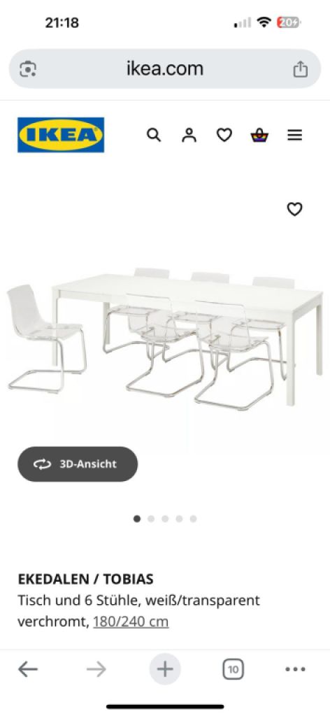 IKEA table EKEDALEN extendable white 180/240×90