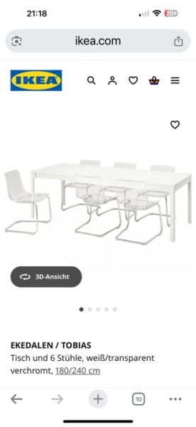 IKEA table EKEDALEN extendable white 180/240×90