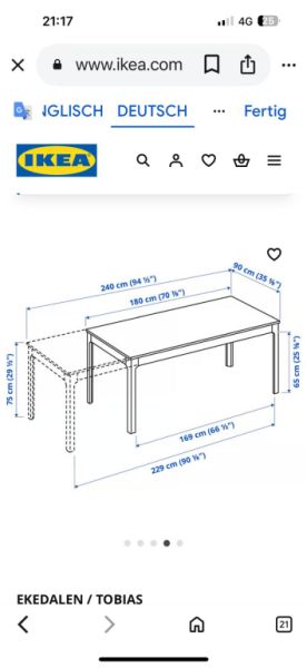 IKEA table EKEDALEN extendable white 180/240×90