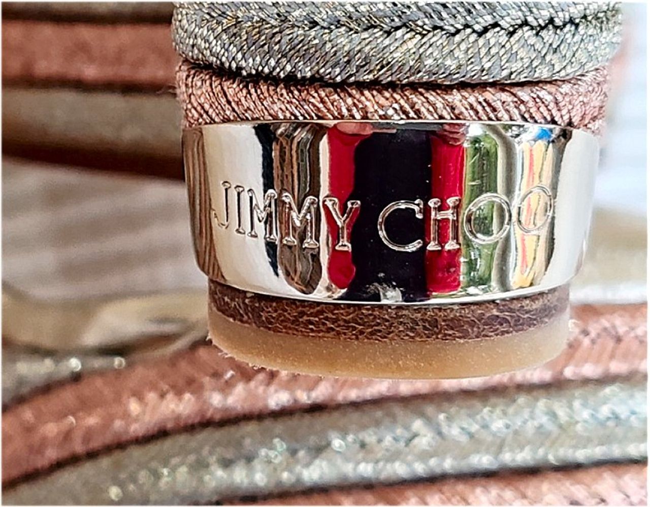 JIMMY CHOO Portia 120 Keilsandale aus Metallic-Leder, Größe 38