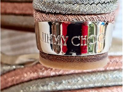 JIMMY CHOO Portia 120 Keilsandale aus Metallic-Leder, Größe 38