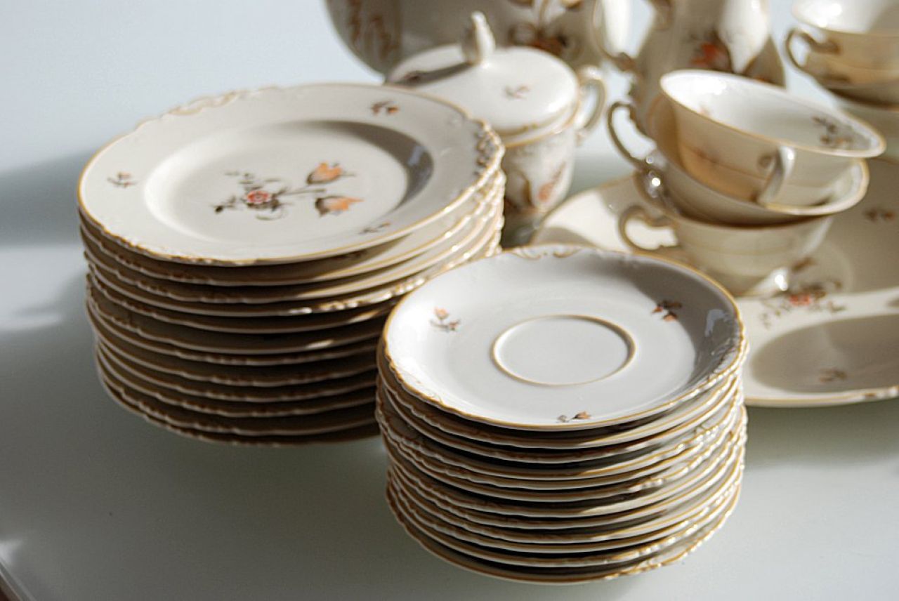 Servicio de Café, Juego de Té, Porcelana, Royal Privileged Porcelain Factory Tettau, 40 piezas