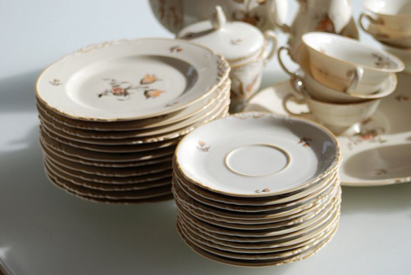 Servicio de Café, Juego de Té, Porcelana, Royal Privileged Porcelain Factory Tettau, 40 piezas