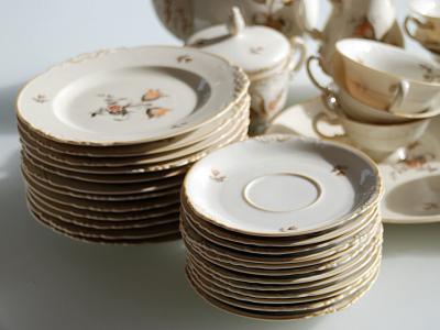 Servicio de Café, Juego de Té, Porcelana, Royal Privileged Porcelain Factory Tettau, 40 piezas