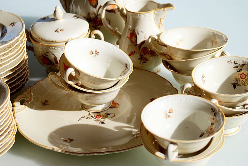 Servicio de Café, Juego de Té, Porcelana, Royal Privileged Porcelain Factory Tettau, 40 piezas