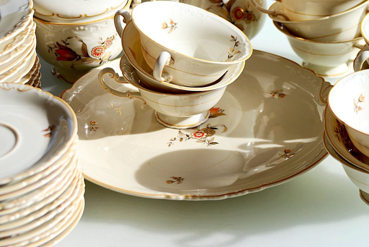 Servicio de Café, Juego de Té, Porcelana, Royal Privileged Porcelain Factory Tettau, 40 piezas