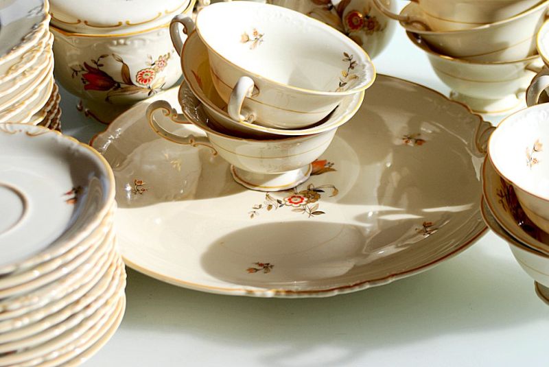 Servicio de Café, Juego de Té, Porcelana, Royal Privileged Porcelain Factory Tettau, 40 piezas