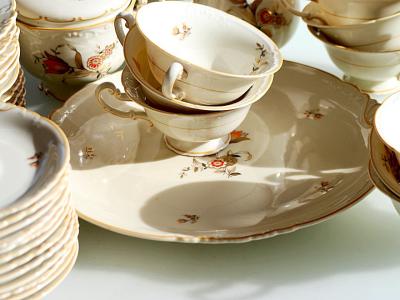 Servicio de Café, Juego de Té, Porcelana, Royal Privileged Porcelain Factory Tettau, 40 piezas