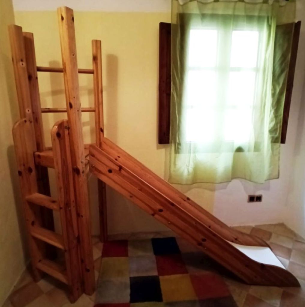 Kinderbett Stockbett Kombination m. Rutsche & Leitern Kinderzimmer