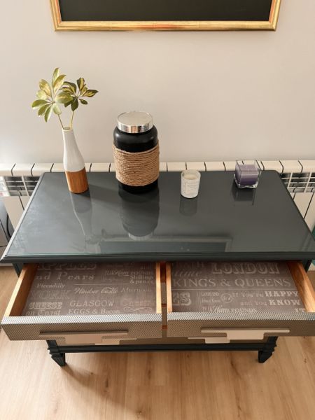 Cajonera - Cajonera reformada - Tapa de cristal