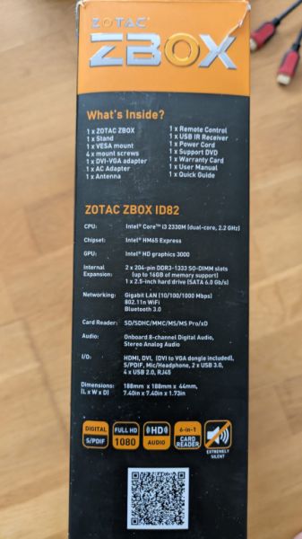 Complete set ZOTAC ZBOX ID82 + LG monitor + keyboard and mouse