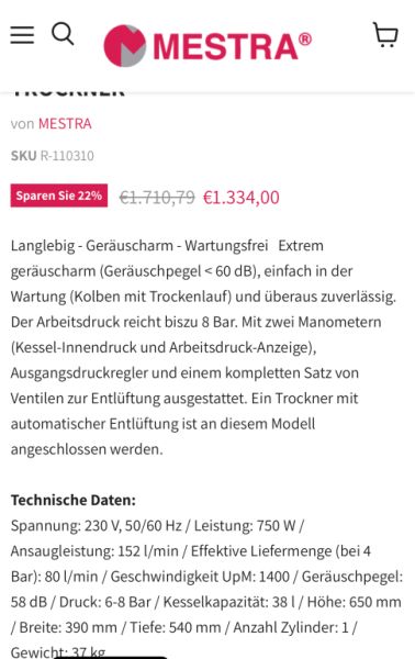 Kompressor ölfrei mit Trockner