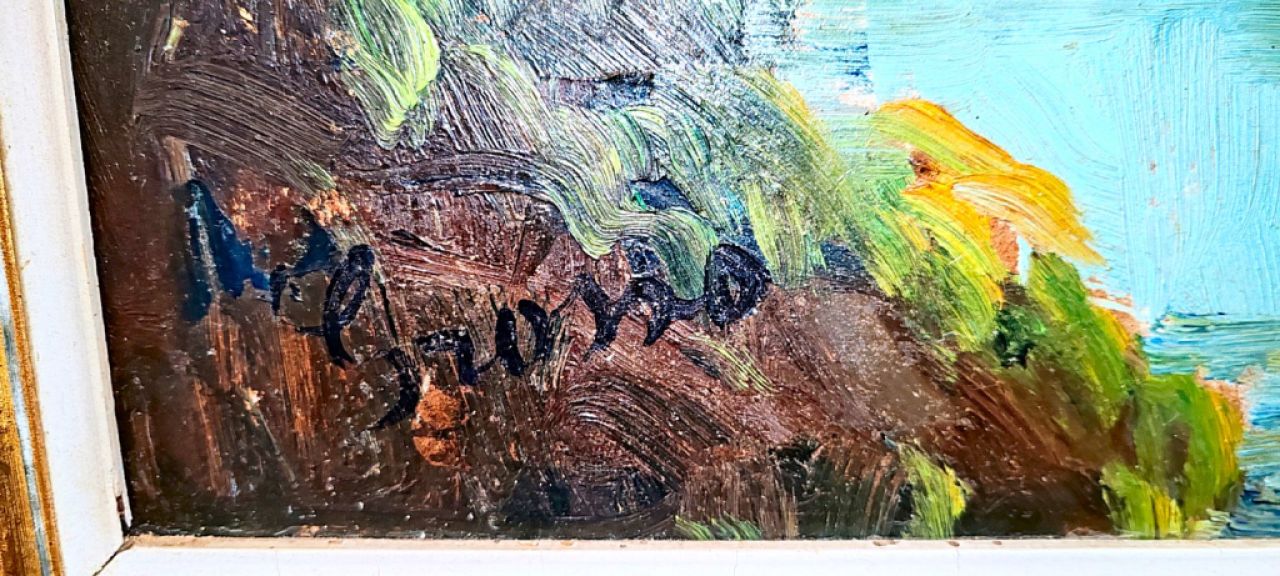 Landschaftsmalerei, mediterrane Kunst, Öl auf Holz,