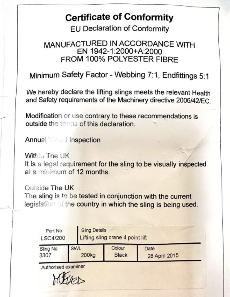 Eslingas de izado para lanchas auxiliares