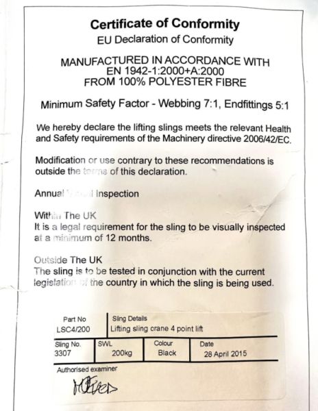Eslingas de izado para lanchas auxiliares