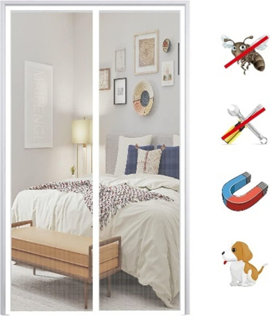 Magnet Fliegengitter Tür, Insektenschutz Balkontür Fliegenvorhang Moskitonetz 205x205cm