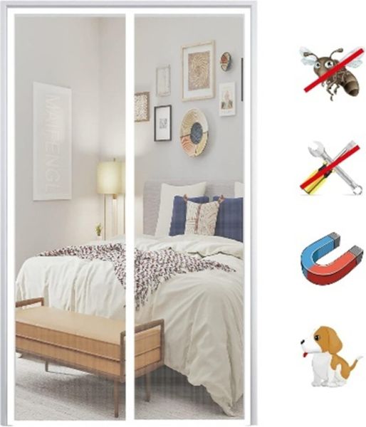 Magnet Fliegengitter Tür, Insektenschutz Balkontür Fliegenvorhang Moskitonetz 205x205cm