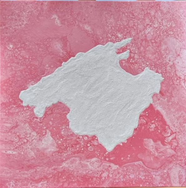 Cuadro Mallorca acrílico con arena sobre lienzo 40x40 Pink Rosa