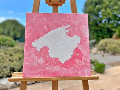 Cuadro Mallorca acrílico con arena sobre lienzo 40x40 Pink Rosa