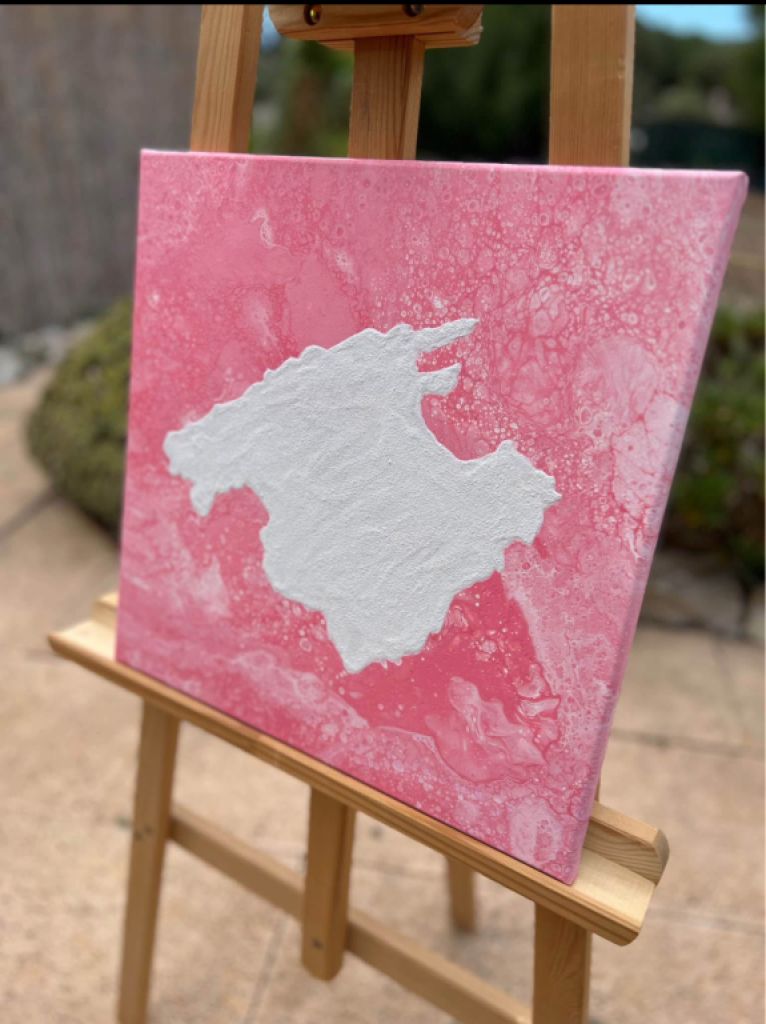 Cuadro Mallorca acrílico con arena sobre lienzo 40x40 Pink Rosa