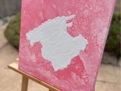 Cuadro Mallorca acrílico con arena sobre lienzo 40x40 Pink Rosa
