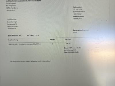 Colchones nuevos originales de bett1.de