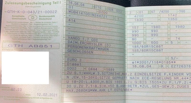 Mercedes Benz Vaneo Diesel, 08/2004, 91 PS, TÜV bis 09.12.26, blau, Anhängerkupplung & PKW-Anhänger