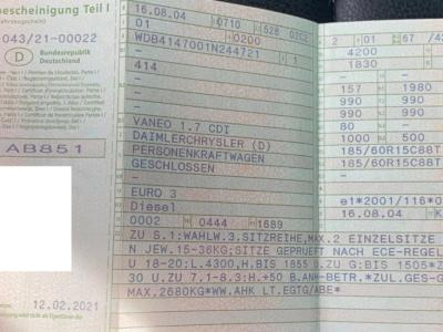 Mercedes Benz Vaneo Diesel, 08/2004, 91 PS, TÜV bis 09.12.26, blau, Anhängerkupplung & PKW-Anhänger