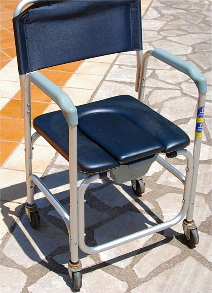 mobiler Toilettensitz | Räder | Armlehnen | Aluminium | Schwarz |