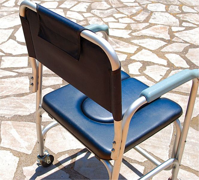 Asiento de inodoro móvil | Ruedas | Reposabrazos | Aluminio | Negro |