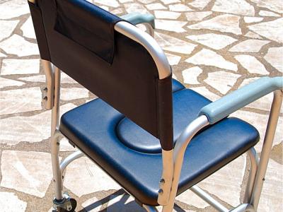 Asiento de inodoro móvil | Ruedas | Reposabrazos | Aluminio | Negro |