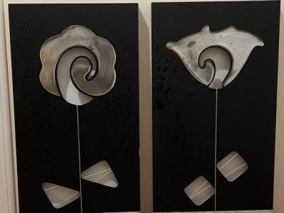 Cuadros de pared modernos 2 unidades negro-plata