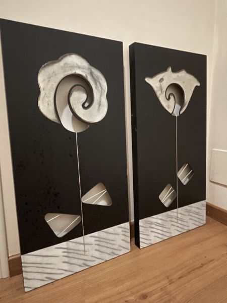 Cuadros de pared modernos 2 unidades negro-plata