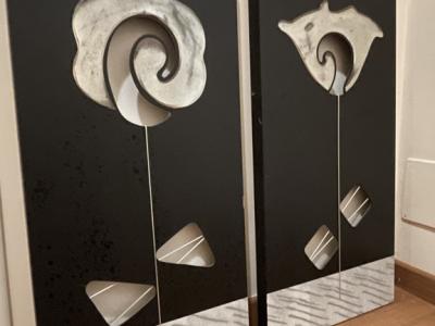 Cuadros de pared modernos 2 unidades negro-plata