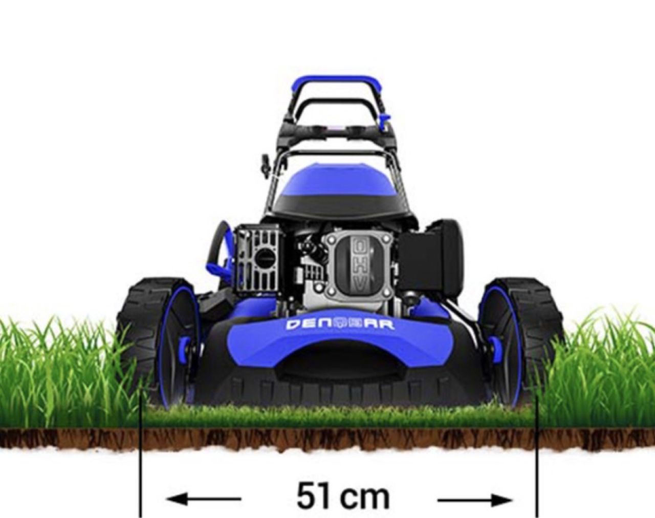 New… DENQBAR Petrol Lawn Mower 51 cm Cutting Width 4.4 kW (6HP) GT Wheel Drive E-Start