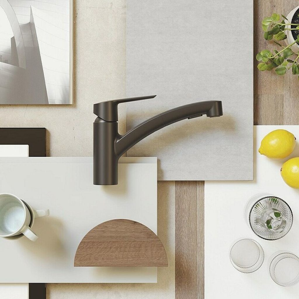 NEU schwarz matt Messing Grohe Start Küchenarmatur, Wasserhahn, ausziehbar schwenkbar Neupreis 188 €