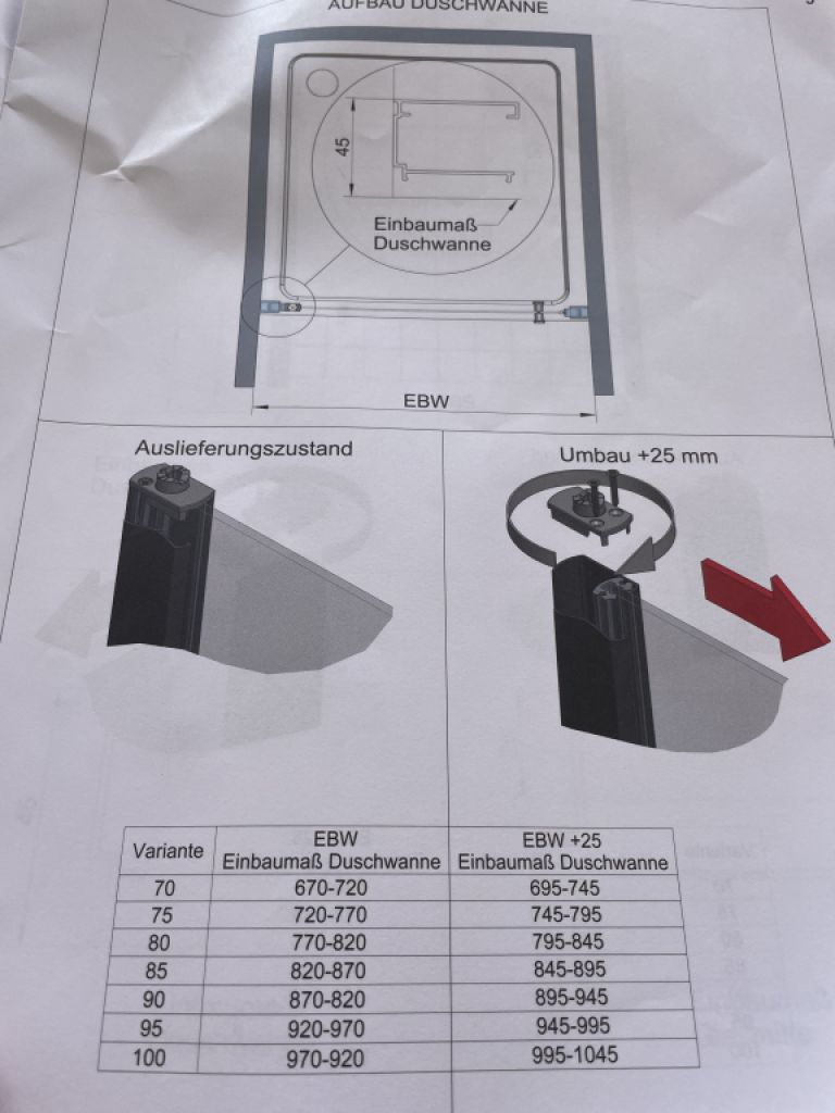Nueva cabina de ducha, puerta batiente de cristal