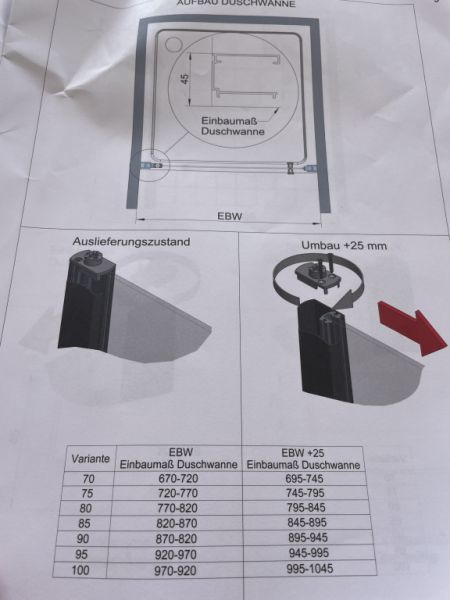 Nueva cabina de ducha, puerta batiente de cristal