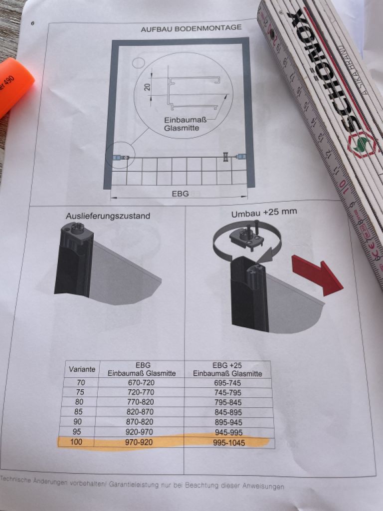 Nueva cabina de ducha, puerta batiente de cristal