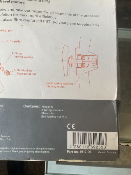 nueva hélice de repuesto Torqeedo v9/p790