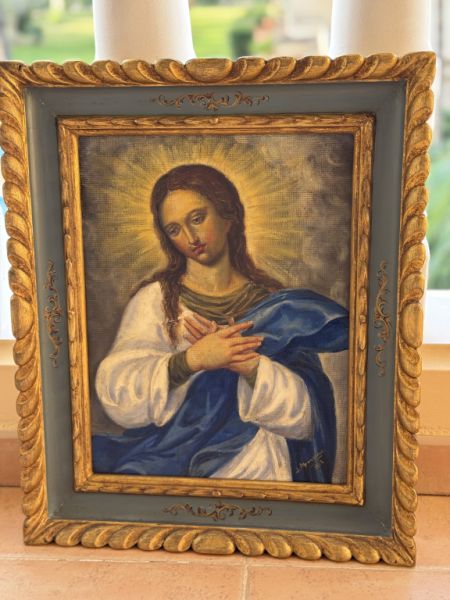 Óleo "Virgen María" aprox. 53 x 44 cm