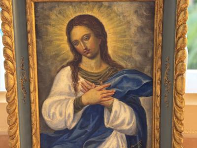 Óleo "Virgen María" aprox. 53 x 44 cm