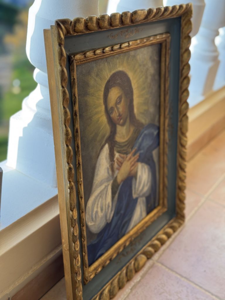 Óleo "Virgen María" aprox. 53 x 44 cm