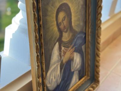 Óleo "Virgen María" aprox. 53 x 44 cm