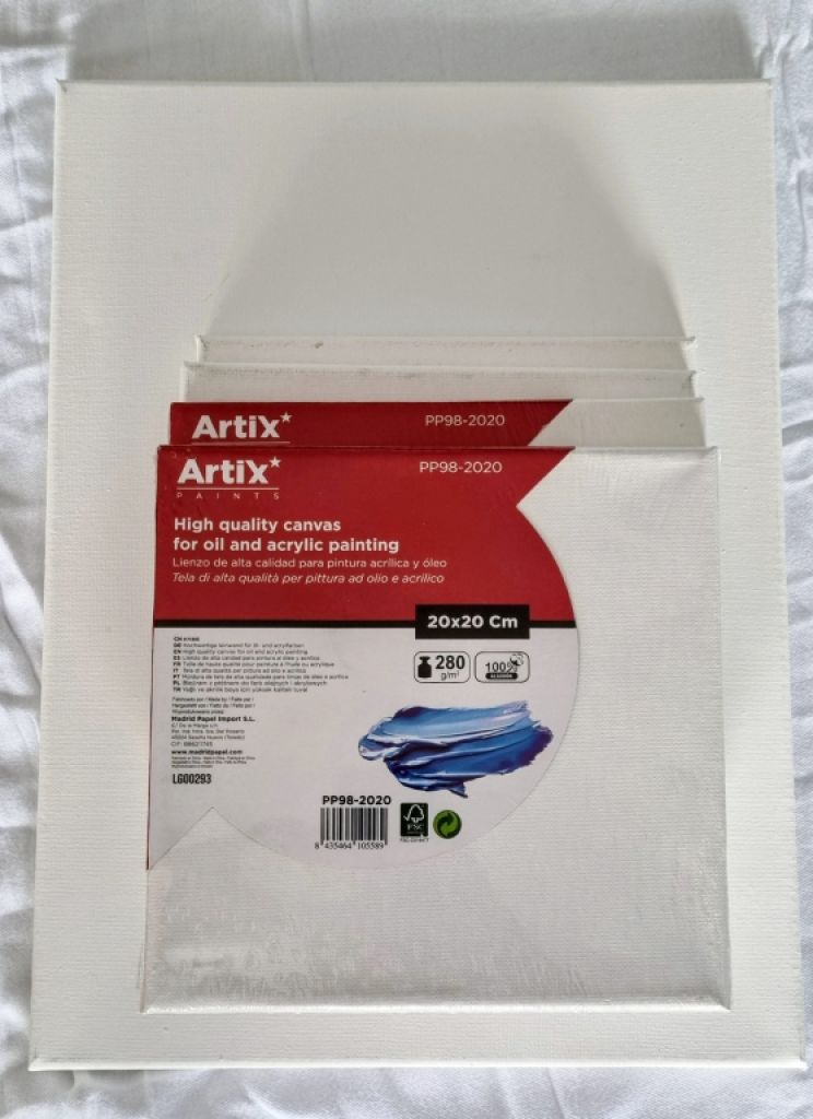 Öl- und Acrylic-Leinwände 4x 20x20cm, 1x 30x40cm