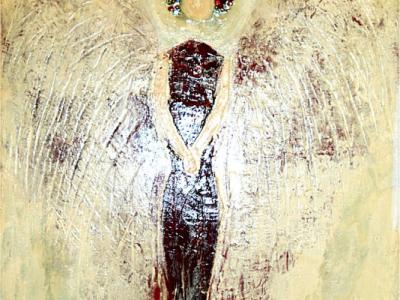 Óleo "Ángel de la guarda", firmado