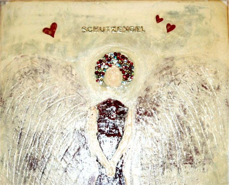 Óleo "Ángel de la guarda", firmado