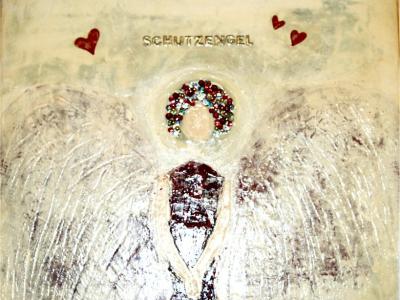 Óleo "Ángel de la guarda", firmado