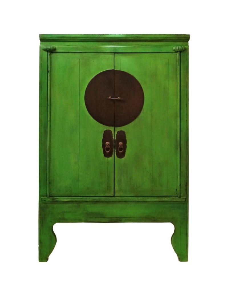 ARMARIO ORIENTAL, verde esmeralda y fucsia 105 x 63 x 170 cm
